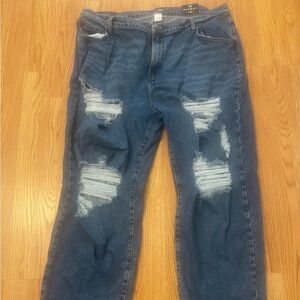 Womens Distressed Blue Jeans